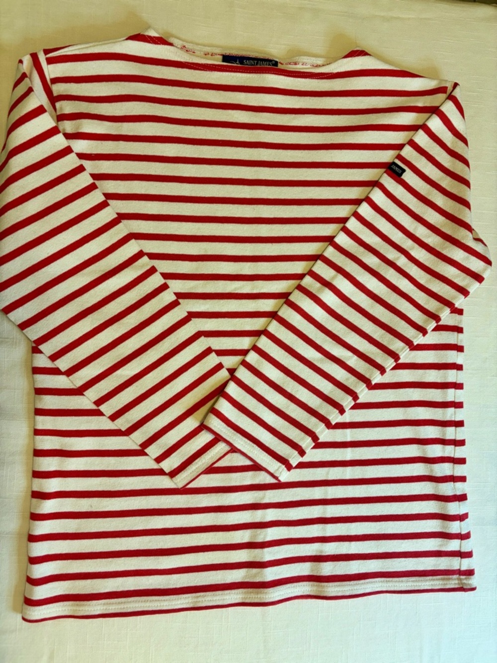 St. James - Red/White Stripe Boatneck Long Sleeve Sweater EUC